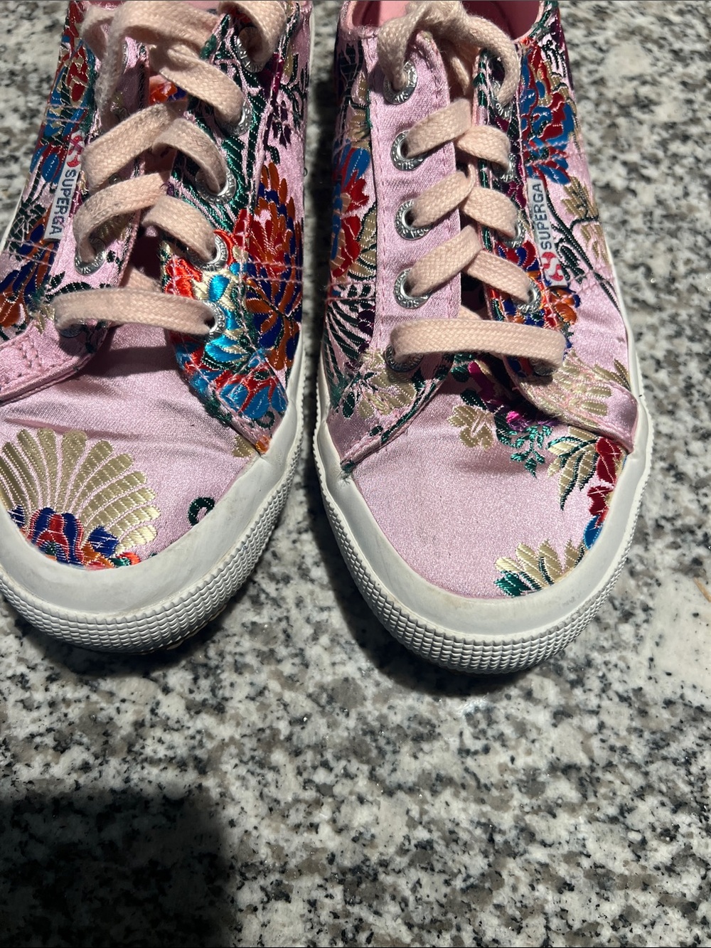 Superga 2750 Korelaw fashion sneakers 6.5 Pink Floral Embroidered Satin summer - Picture 4 of 9
